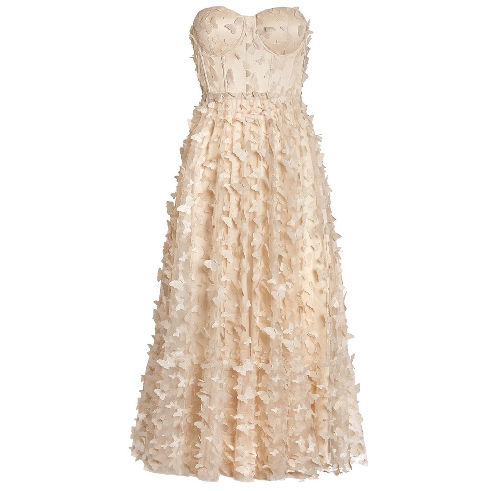 Alamour The Label Mariposa Strapless Cream Dress S - Picture 6 of 9